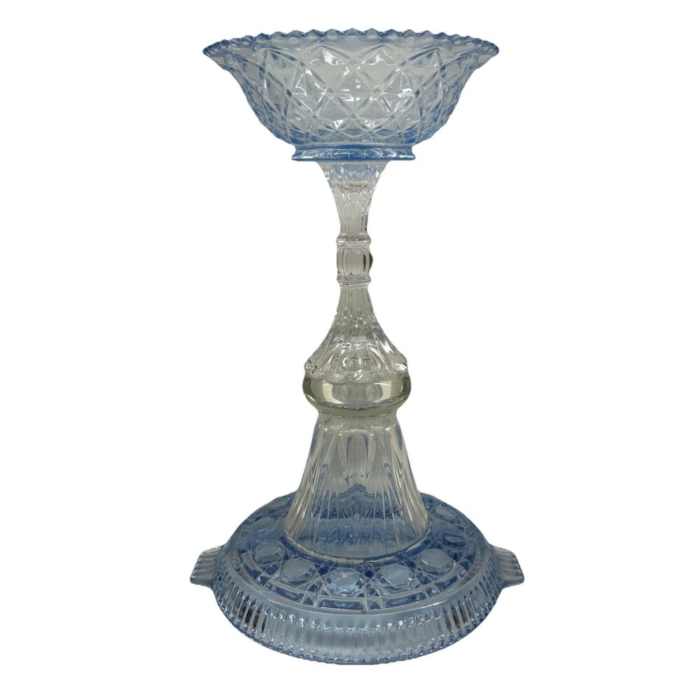 BEAUTIFUL REVERSIBLE BLUE GLASS CENTERPIECE CANDY DISH BOWLS